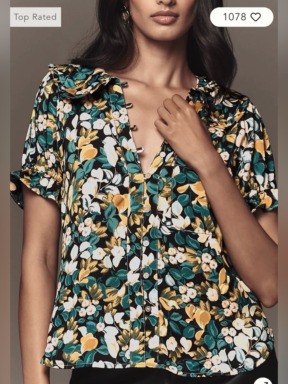 Anthropologie Pilcro Kiera Silken Floral Blouse Size Small